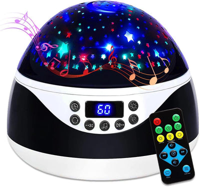 Night Light with Music & Timer, MOKOQI Star Light Projector - Sound Machine for Baby Sleeping, Birthday Gifts for Girls Boys 1-6-12, Remote Control Projection Lamp Invited Colour Starry Sky to Home