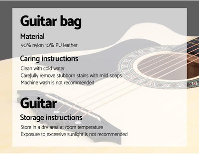 38 Inch Left Handed Guitar Wooden Acoustic Guitar Left Hand with Picks Strap Carry Bag