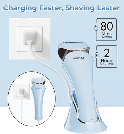 Electric Shaver for Women Lady Razor Bikini Trimmer Body Hair Removal for Legs and Armpits Painless Cordless Rechargeable Wet and Dry Purple and White