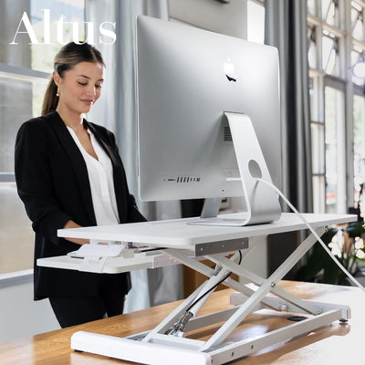 Altus Stand-Up Desk Converter 880mm Sit-to-Stand Tabletop Riser Workstation Black