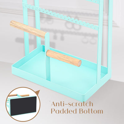 Jewelry Organizer Stand Necklace Organizer Earring Holder, 6 Tier Jewelry Stand Necklace Holder with 15 Hooks, Jewelry Tower Display Rack Storage Tree for Bracelets Earrings Rings -Black