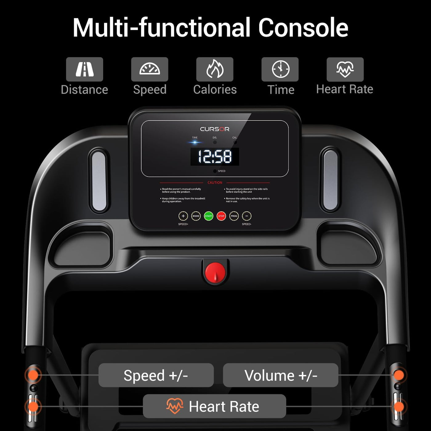 Folding Treadmill with Pulse Sensor, 2.5 HP Quiet Brushless Treadmills for Home, 12 KM/H, 120KG Capacity
