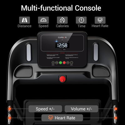 Folding Treadmill with Pulse Sensor, 2.5 HP Quiet Brushless Treadmills for Home, 12 KM/H, 120KG Capacity