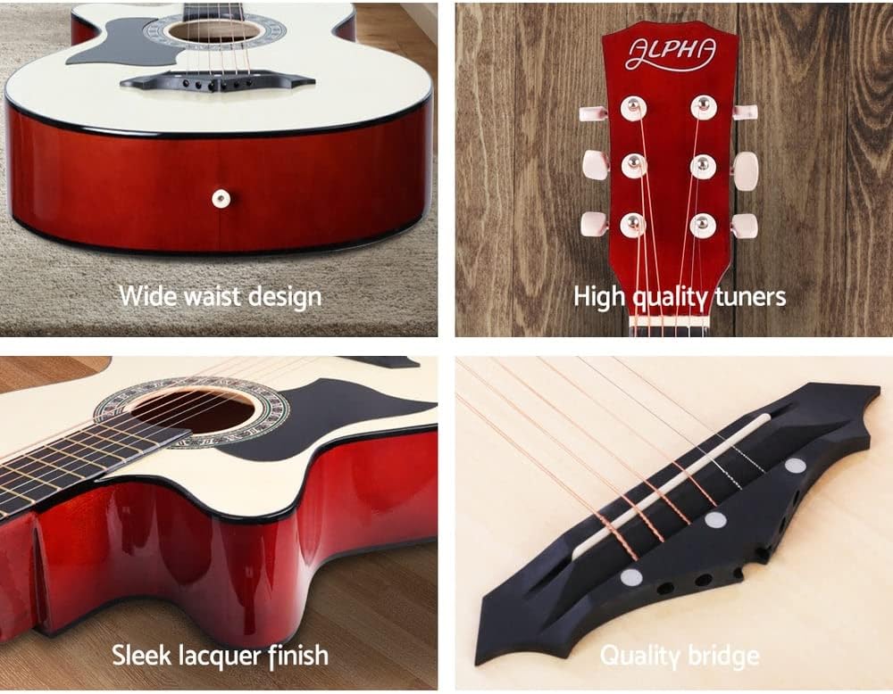 38 Inch Left Handed Guitar Wooden Acoustic Guitar Left Hand with Picks Strap Carry Bag