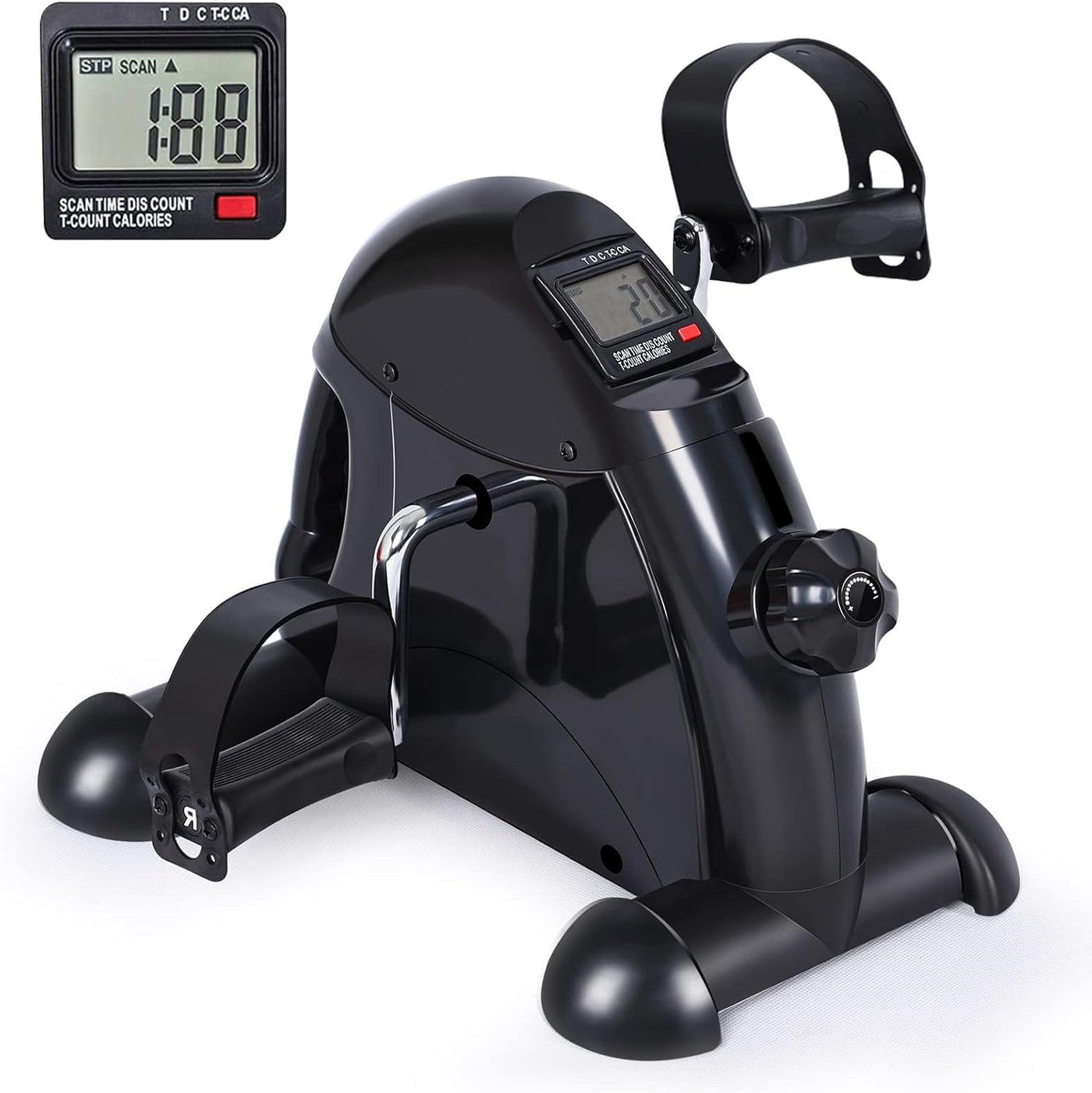 Mini Exercise Bike - AGM Under Desk Bike Pedal Exerciser Foot Cycle Arm & Leg Pedal Exerciser with LCD Screen Displays