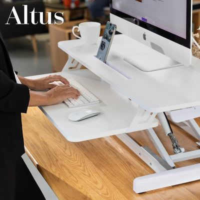 Altus Stand-Up Desk Converter 880mm Sit-to-Stand Tabletop Riser Workstation Black