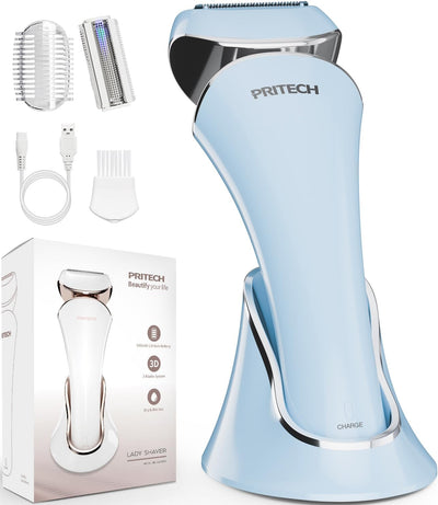 Electric Shaver for Women Lady Razor Bikini Trimmer Body Hair Removal for Legs and Armpits Painless Cordless Rechargeable Wet and Dry Purple and White