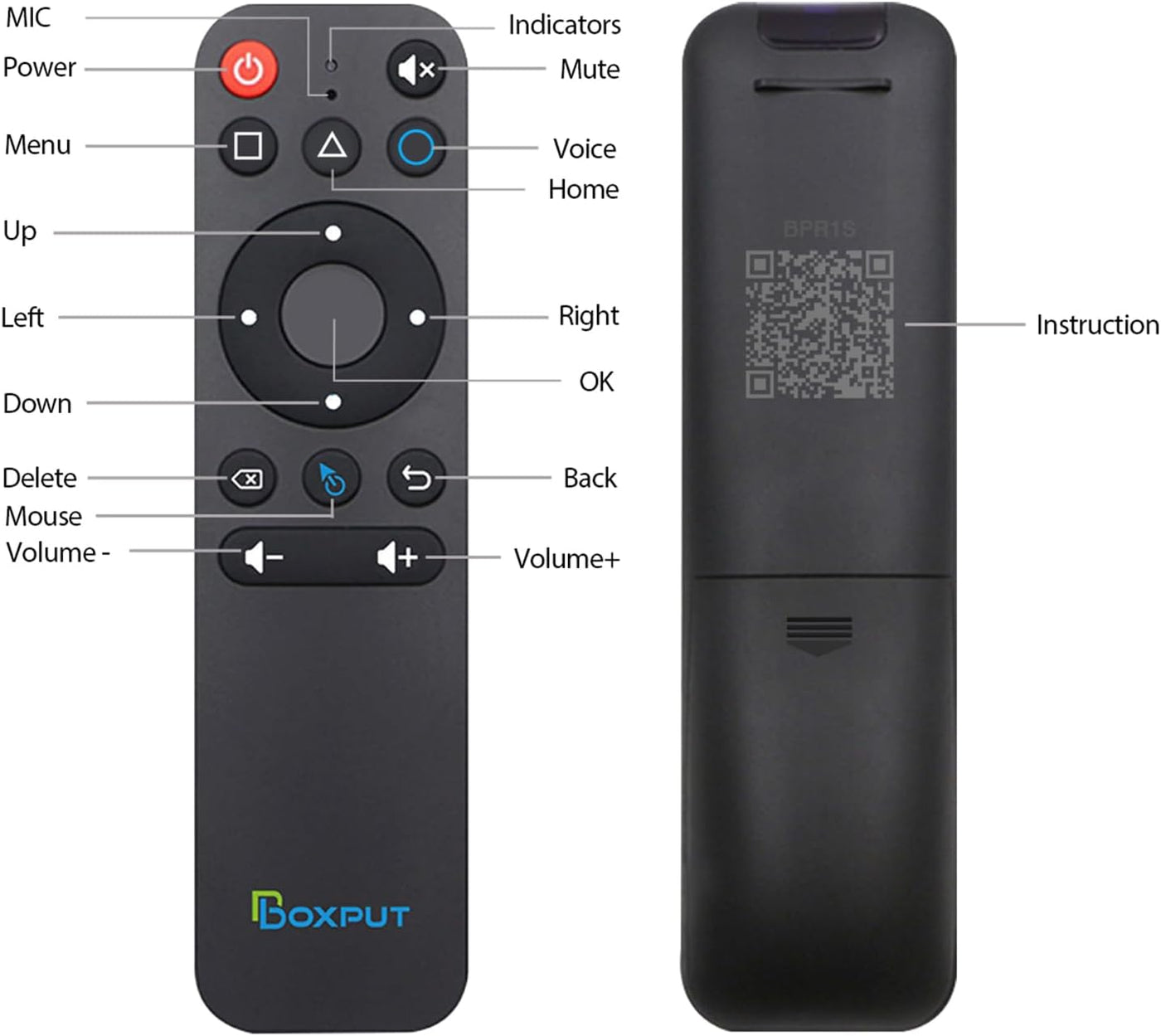 Remote Control, BT Voice with 6-axis Gyroscope, Supporting Full Button Infrared Learning, Suitable for PC/Android TV Box/TV Stick/Set-top Box/ (Batteries are not Included)