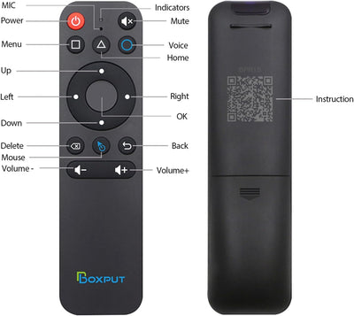 Remote Control, BT Voice with 6-axis Gyroscope, Supporting Full Button Infrared Learning, Suitable for PC/Android TV Box/TV Stick/Set-top Box/ (Batteries are not Included)