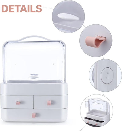 Maxkon Makeup Storage Drawer Case, Portable Jewellery Box Stand Brush Holder Organiser for Cosmetic Lipstick Skincare Display