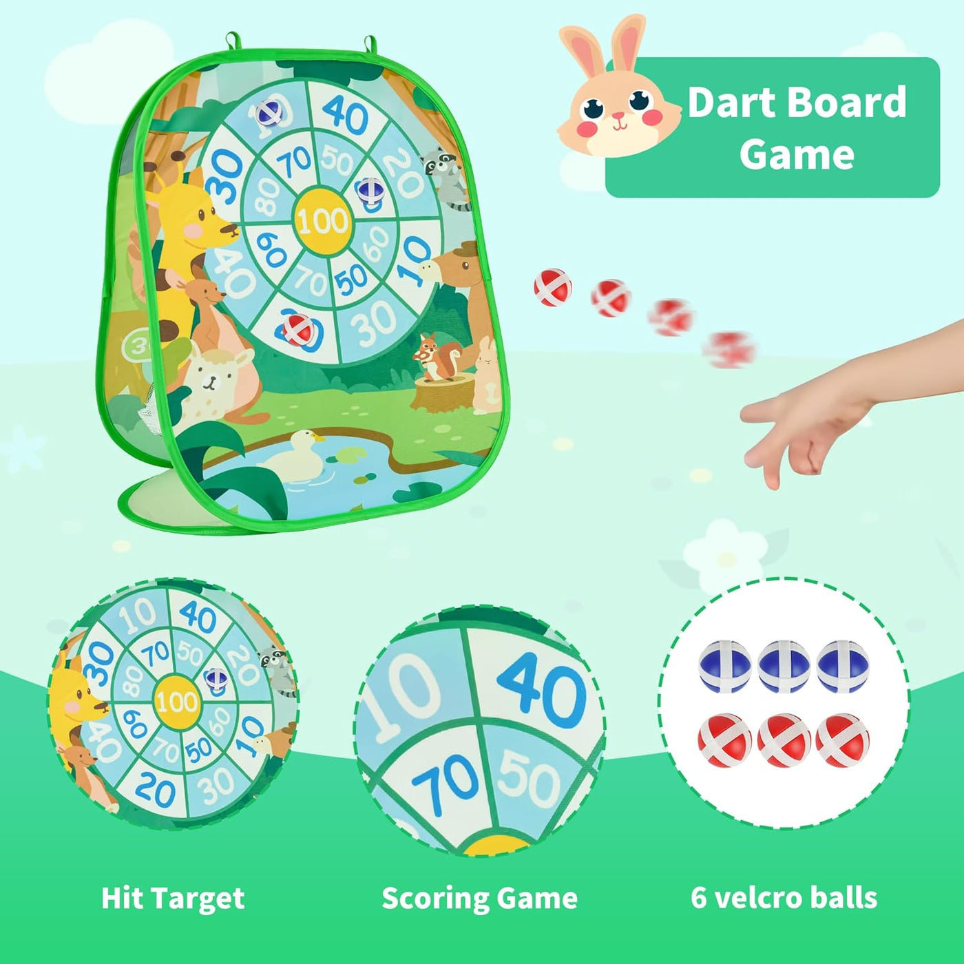 Bean Bag Toss Game, Foldable Portable Corn Hole Board, Indoor Outdoor Toy for Toddlers 3-8 Year Old Boys Girls, Kids Toys for Backyard Beach Lawn Birthday Party and Gift
