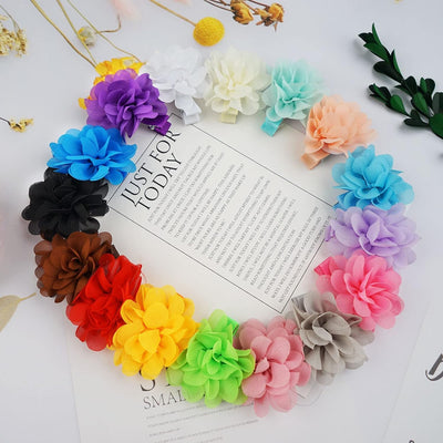 40PCS 2" Chiffon Flower Hair Bows Fully Lined Flower Tiny Hair Clips Fine Hair Girls for Infants Toddlers Set of 20 Pairs