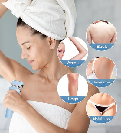 Electric Shaver for Women Lady Razor Bikini Trimmer Body Hair Removal for Legs and Armpits Painless Cordless Rechargeable Wet and Dry Purple and White