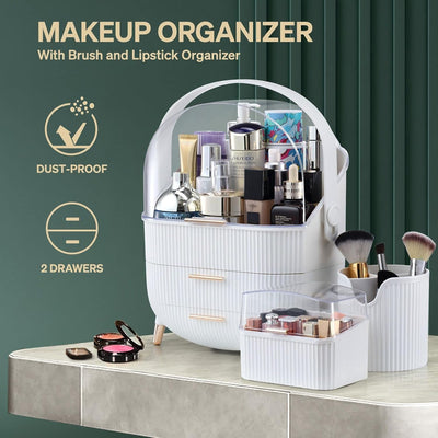 Maxkon Makeup Storage Drawer Case, Portable Jewellery Box Stand Brush Holder Organiser for Cosmetic Lipstick Skincare Display