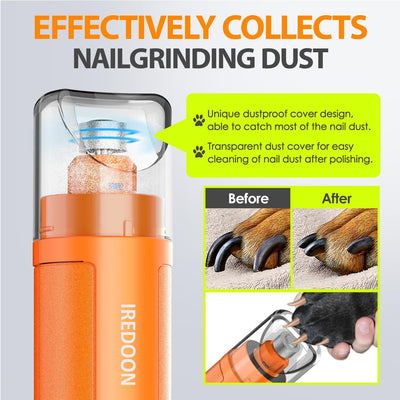 Dog Nail Grinder Upgraded - Professional 3-Speed Super Quiet and Low Vibration Electric Pet Nail Grinder with 4 LED Lights - Painless Paws Grooming & Smoothing for Small to Large Dogs (Black)