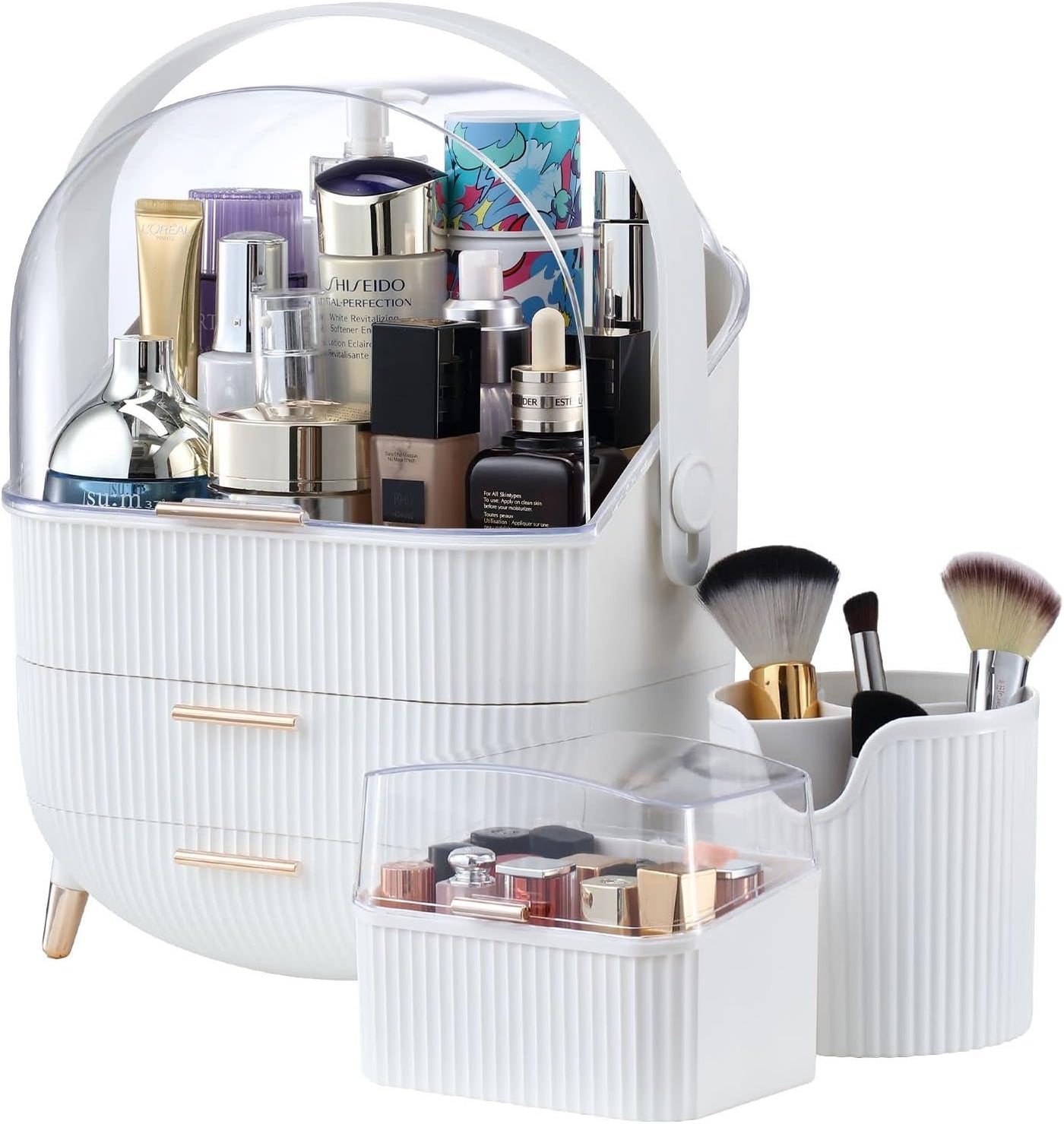 Maxkon Makeup Storage Drawer Case, Portable Jewellery Box Stand Brush Holder Organiser for Cosmetic Lipstick Skincare Display