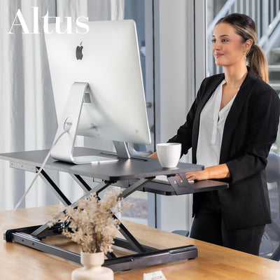 Altus Stand-Up Desk Converter 880mm Sit-to-Stand Tabletop Riser Workstation Black