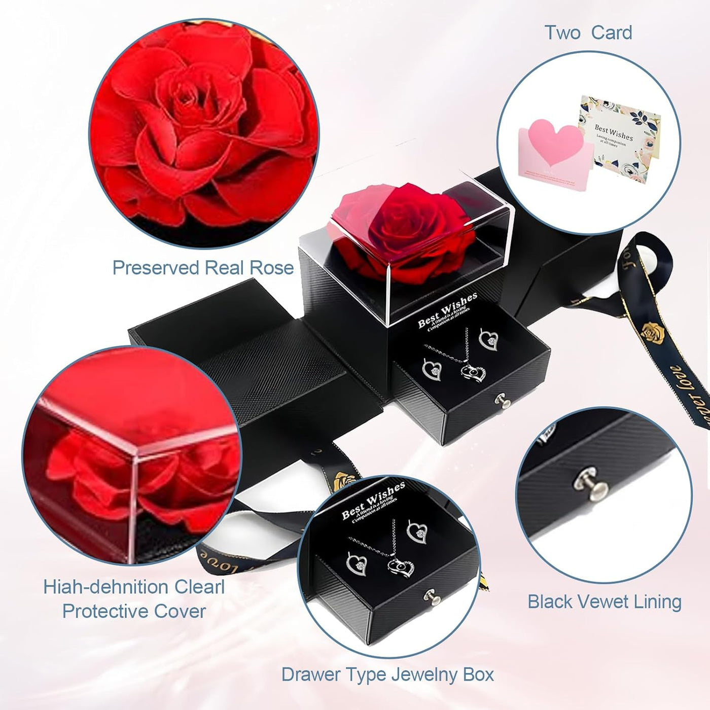 Preserved Red Real Rose - Eternal Mom, Grandma, Wife, or Girlfriend | Romantic Keepsake with 'I Love You' Necklace for Valentine's, Birthday, Christmas, or Anniversary