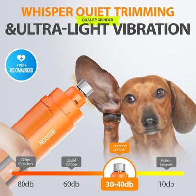 Dog Nail Grinder Upgraded - Professional 3-Speed Super Quiet and Low Vibration Electric Pet Nail Grinder with 4 LED Lights - Painless Paws Grooming & Smoothing for Small to Large Dogs (Black)