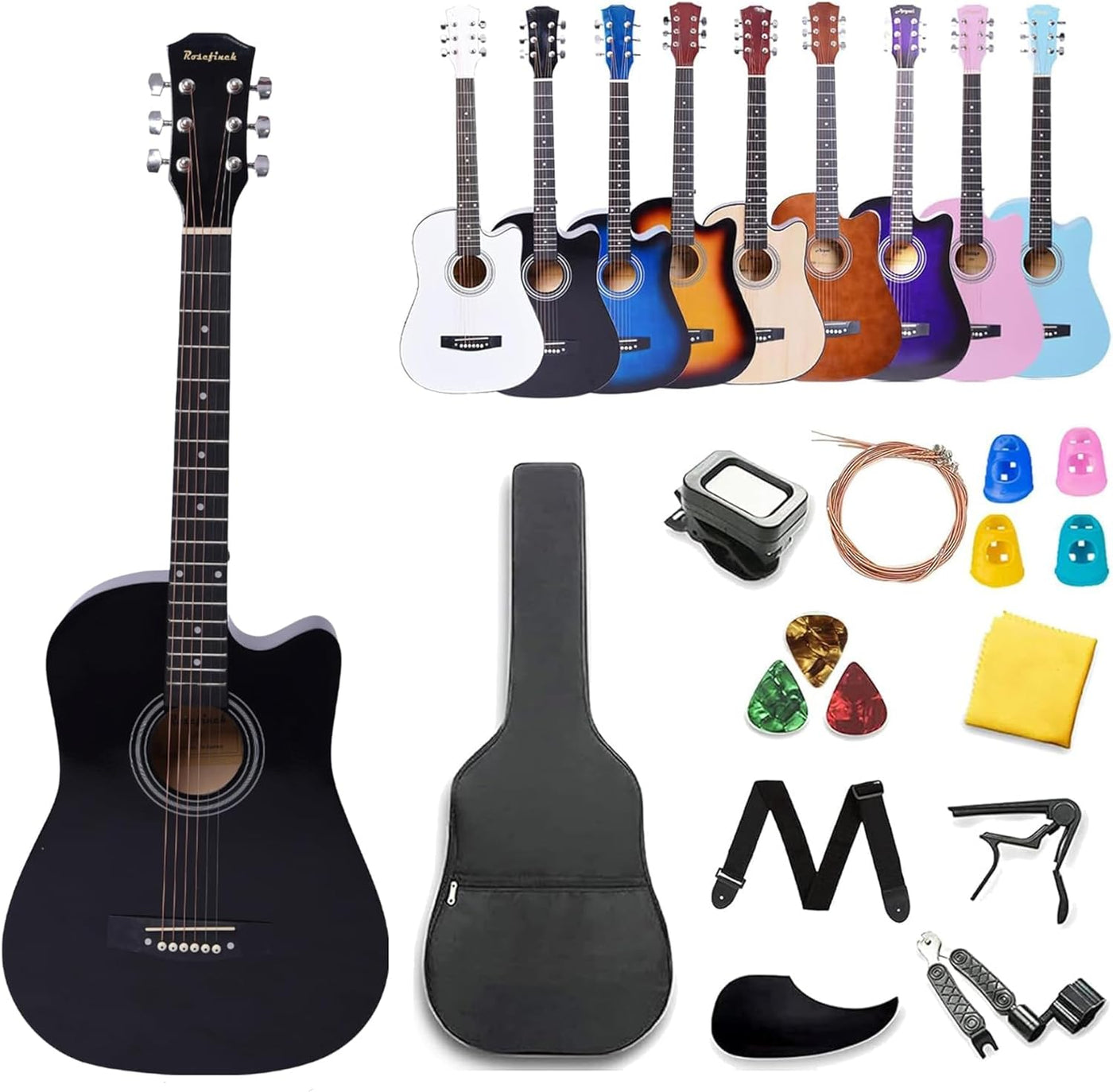 30 inch Classical Guitar Kits for Beginner Children's Wooden Guitar Adult Acoustic Guitar with Bag Capo Strap Picks Tuner 6 Nylon Strings