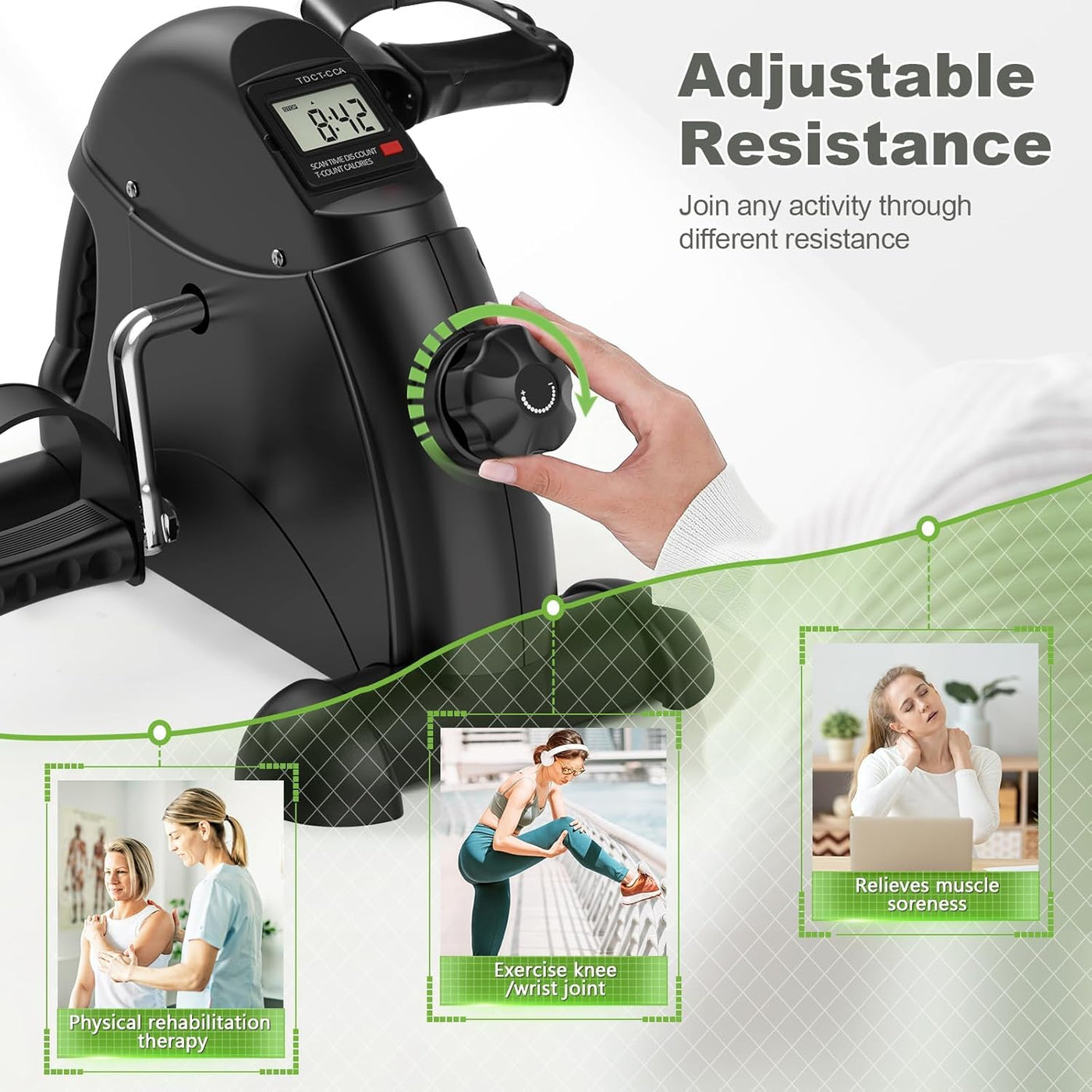 Mini Exercise Bike - AGM Under Desk Bike Pedal Exerciser Foot Cycle Arm & Leg Pedal Exerciser with LCD Screen Displays