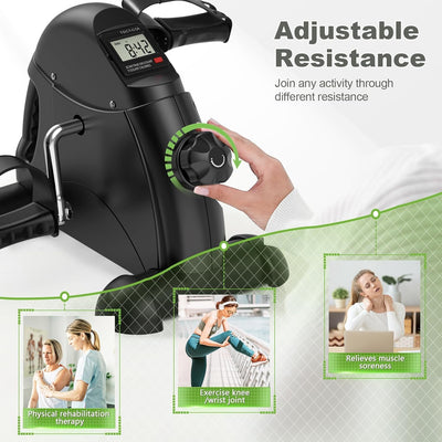 Mini Exercise Bike - AGM Under Desk Bike Pedal Exerciser Foot Cycle Arm & Leg Pedal Exerciser with LCD Screen Displays
