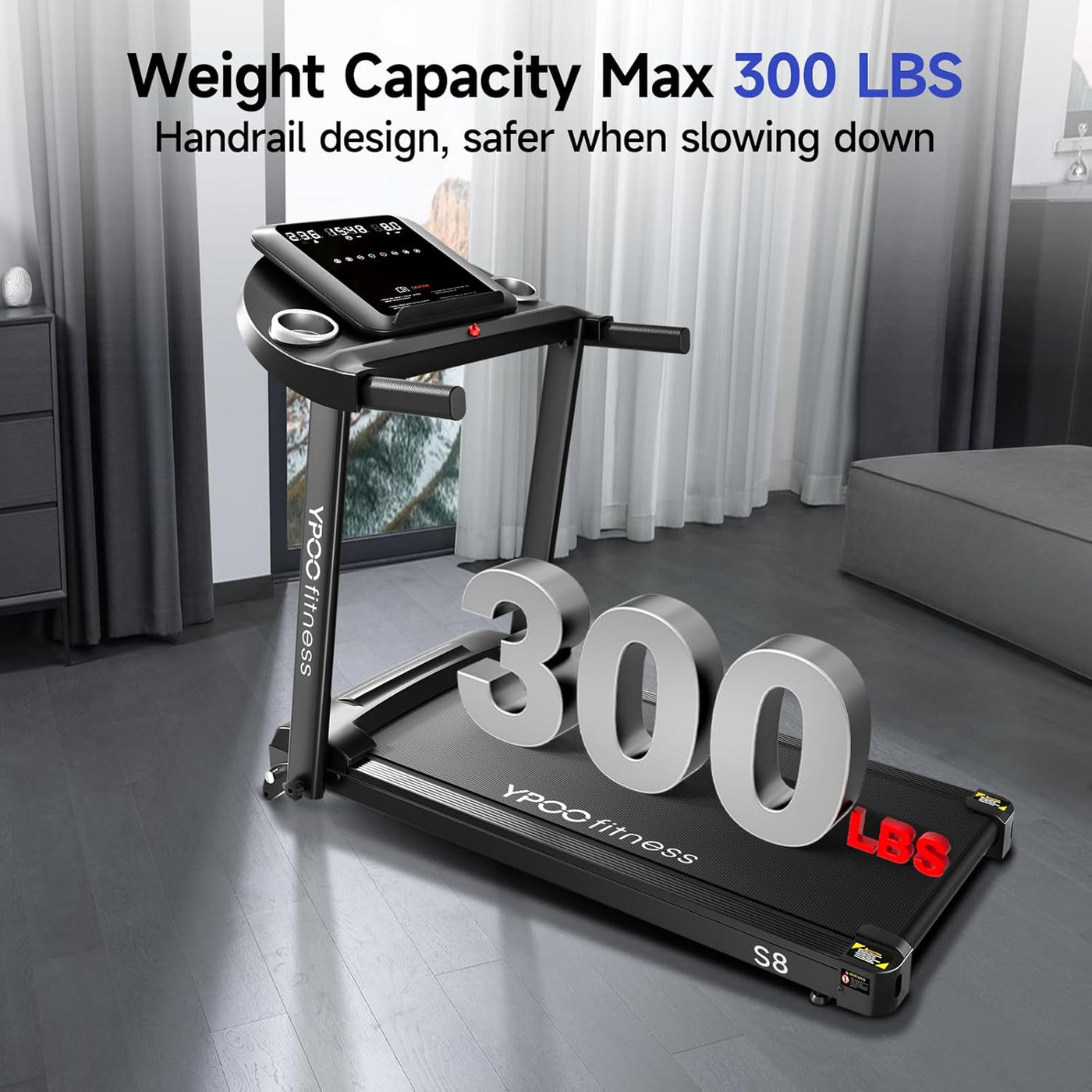Treadmills for Home, 8.0 MPH Walking Pad Treadmill with Incline, Foldable Treadmill with Handles, Low Noise Walking Pad with Incline up to 8% for 300 lbs