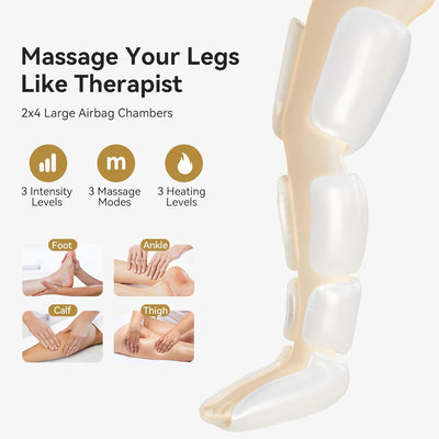 FIT KING Upgraded Full Leg Massager with Heat, Air Compression Massager Machine for Foot Calf & Thigh Muscle Relaxation and Recovery, Helpful for Pain Relief, Swelling, Edema and RLS