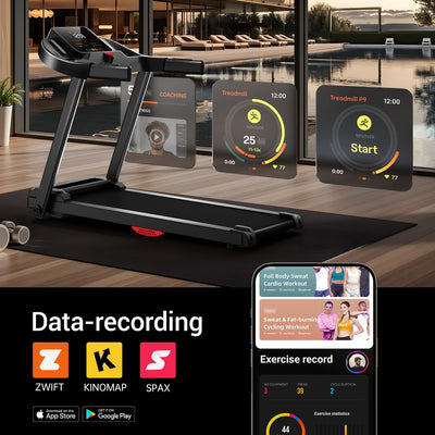 Folding Treadmill with Pulse Sensor, 2.5 HP Quiet Brushless Treadmills for Home, 12 KM/H, 120KG Capacity