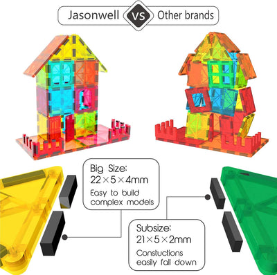 Jasonwell Magnetic Tiles Kids Toys Magnetic Blocks Building Sets 60pcs 3D Magnet Tile Building Blocks Toy Construction Educational STEM Toys Gifts for Toddlers Boys Girls 3 4 5 6 7 8 9 10 + Year Old
