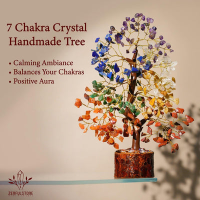 7 Chakra Tree of Life | Crystal Tree for Positive Energy - Meditation | Feng Shui Money Bonsai Tree | Home - Office - Crystal Decor | Healing Gemstone Artificial Tree | Spiritual Gift