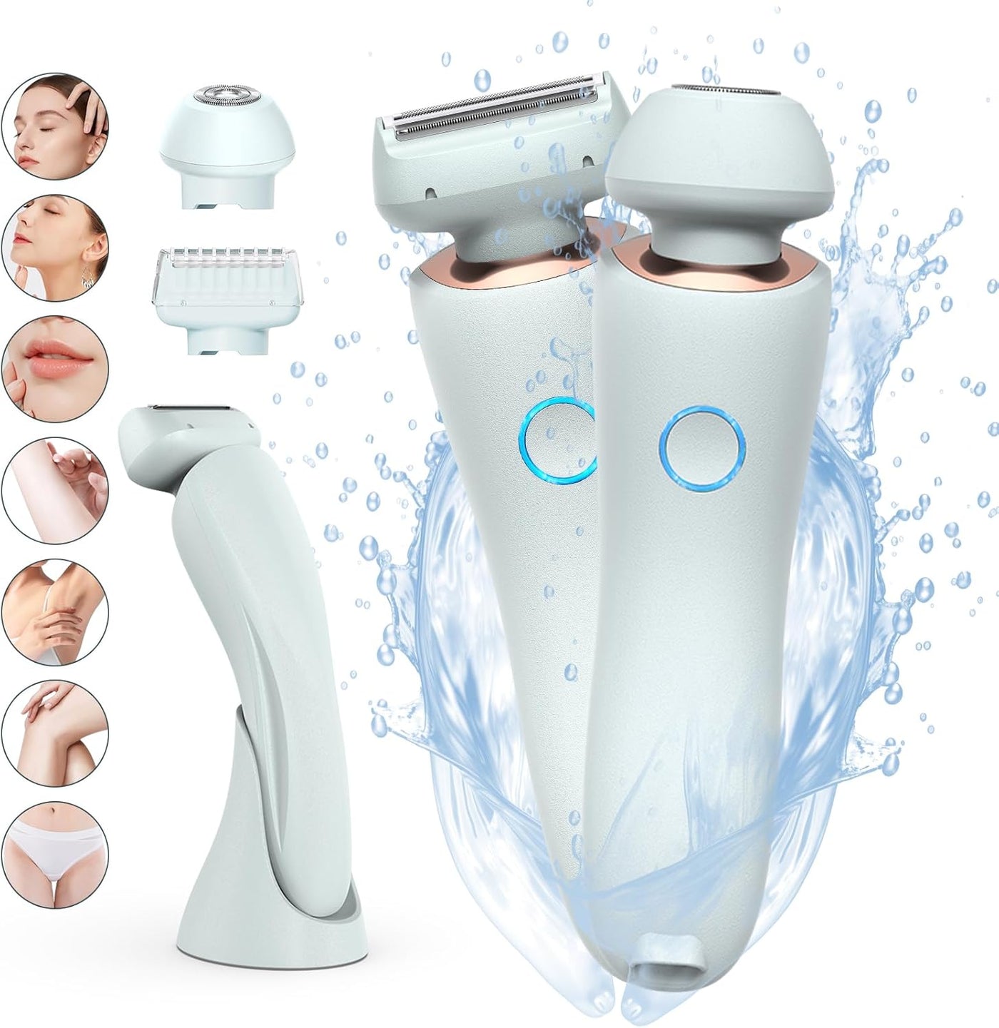 Lady Shaver, Silk Glide Razor, Electric Epilator Painless Hair Remover for Women, Bikini Trimmer for Home & Travel, 3 in 1 Electric Razor for Sensitive Skin, Wet & Dry Use, Rechargeable