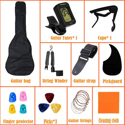 30 inch Classical Guitar Kits for Beginner Children's Wooden Guitar Adult Acoustic Guitar with Bag Capo Strap Picks Tuner 6 Nylon Strings