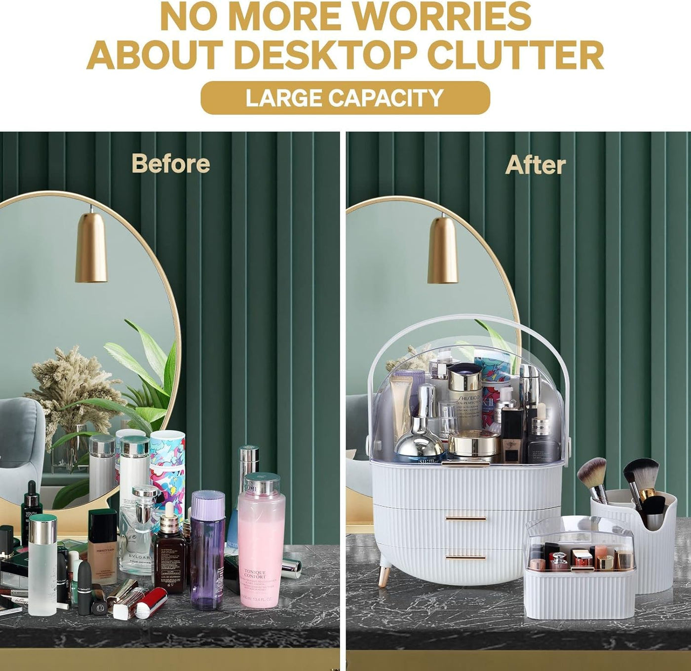 Maxkon Makeup Storage Drawer Case, Portable Jewellery Box Stand Brush Holder Organiser for Cosmetic Lipstick Skincare Display