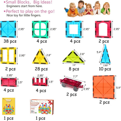 Jasonwell Magnetic Tiles Kids Toys Magnetic Blocks Building Sets 60pcs 3D Magnet Tile Building Blocks Toy Construction Educational STEM Toys Gifts for Toddlers Boys Girls 3 4 5 6 7 8 9 10 + Year Old
