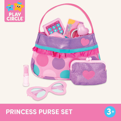 Princess Purse Style Set – Pretend Play Multicolor Handbag and Fashion Accessories – Toy Makeup, Keys, Lipstick, Credit Card, Phone, and More