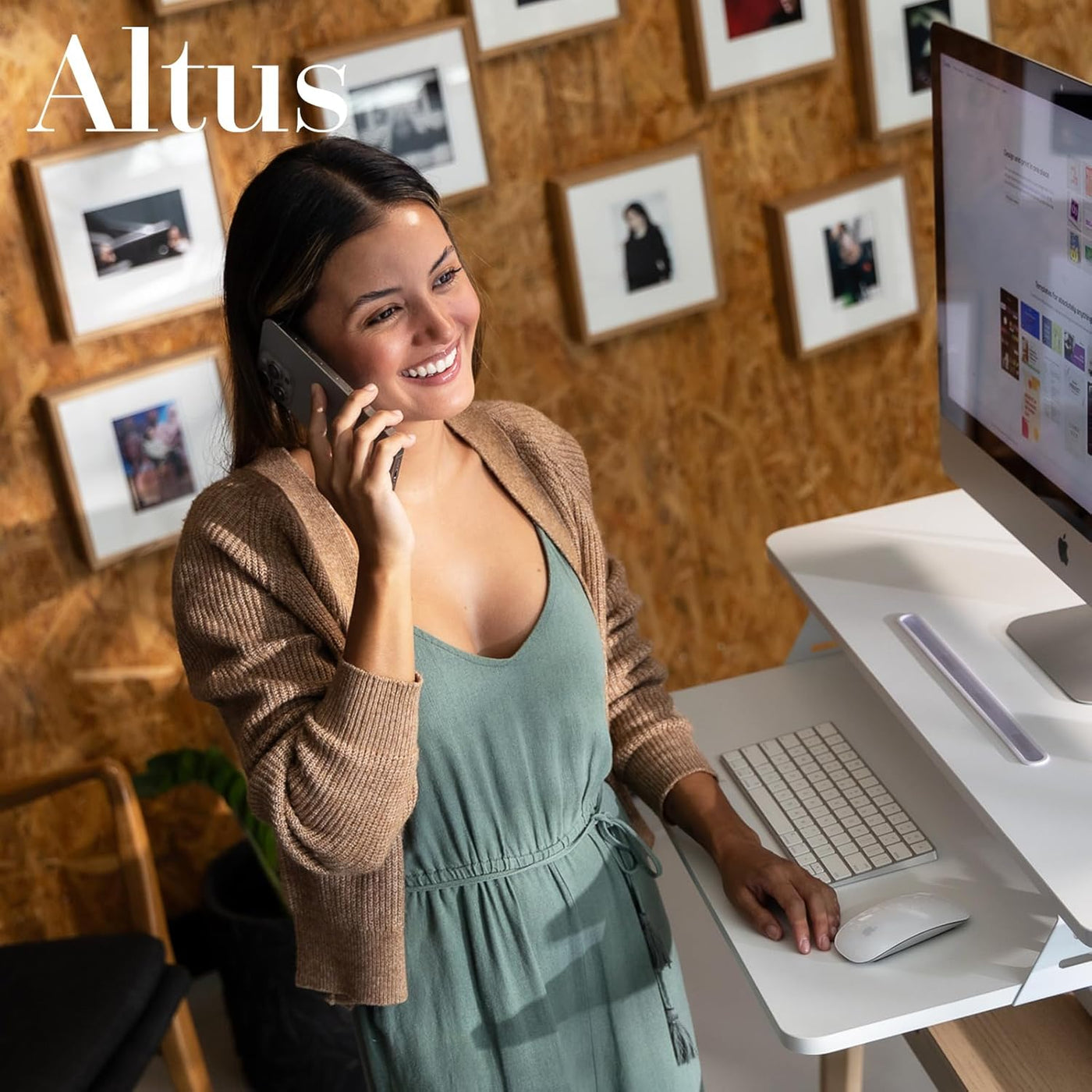 Altus Stand-Up Desk Converter 880mm Sit-to-Stand Tabletop Riser Workstation Black
