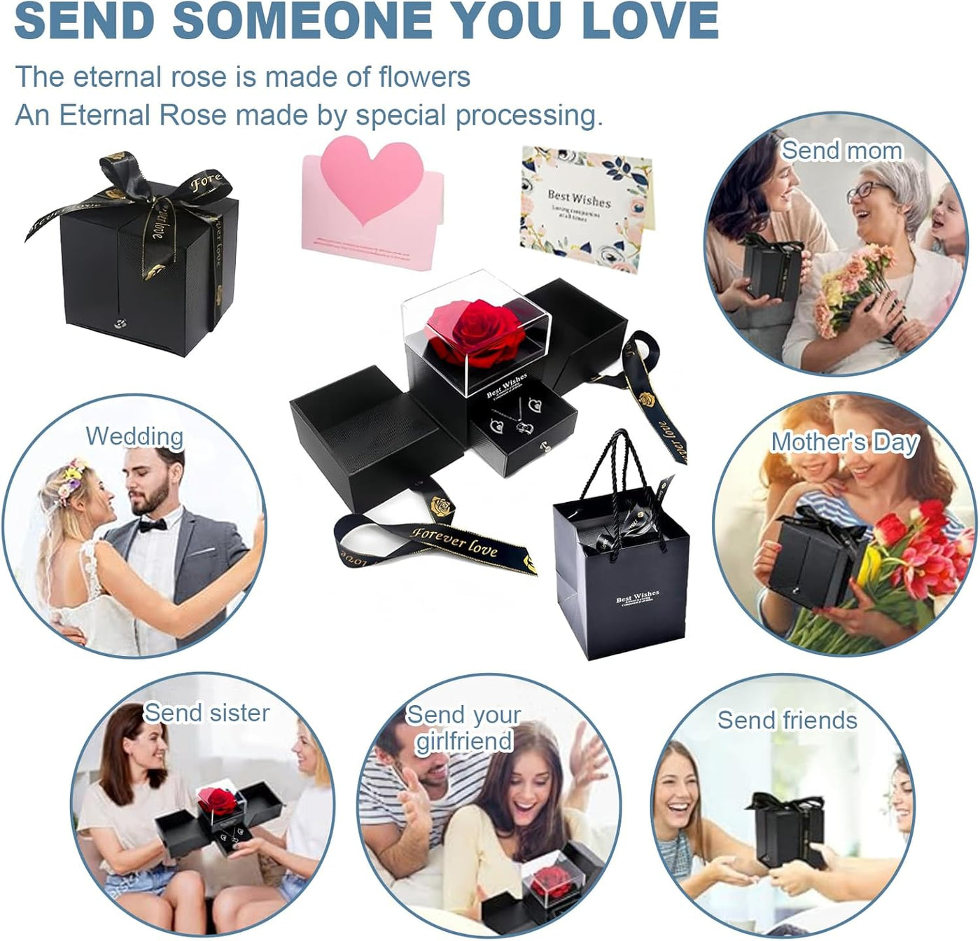 Preserved Red Real Rose - Eternal Mom, Grandma, Wife, or Girlfriend | Romantic Keepsake with 'I Love You' Necklace for Valentine's, Birthday, Christmas, or Anniversary