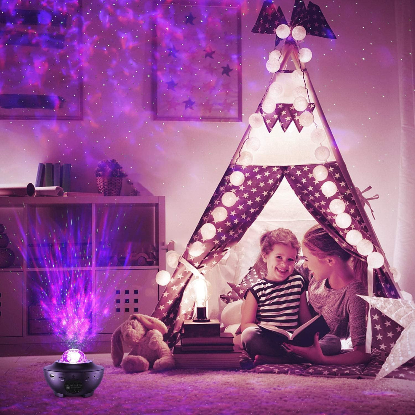 Galaxy Projector, Star Projector Light Ocean Wave Star Night Light, Adjustable Lightness Remote Control Timer 10 Lighting Modes, Built-in Music Speaker for Kids Bedroom Christmas Wedding Party Gift