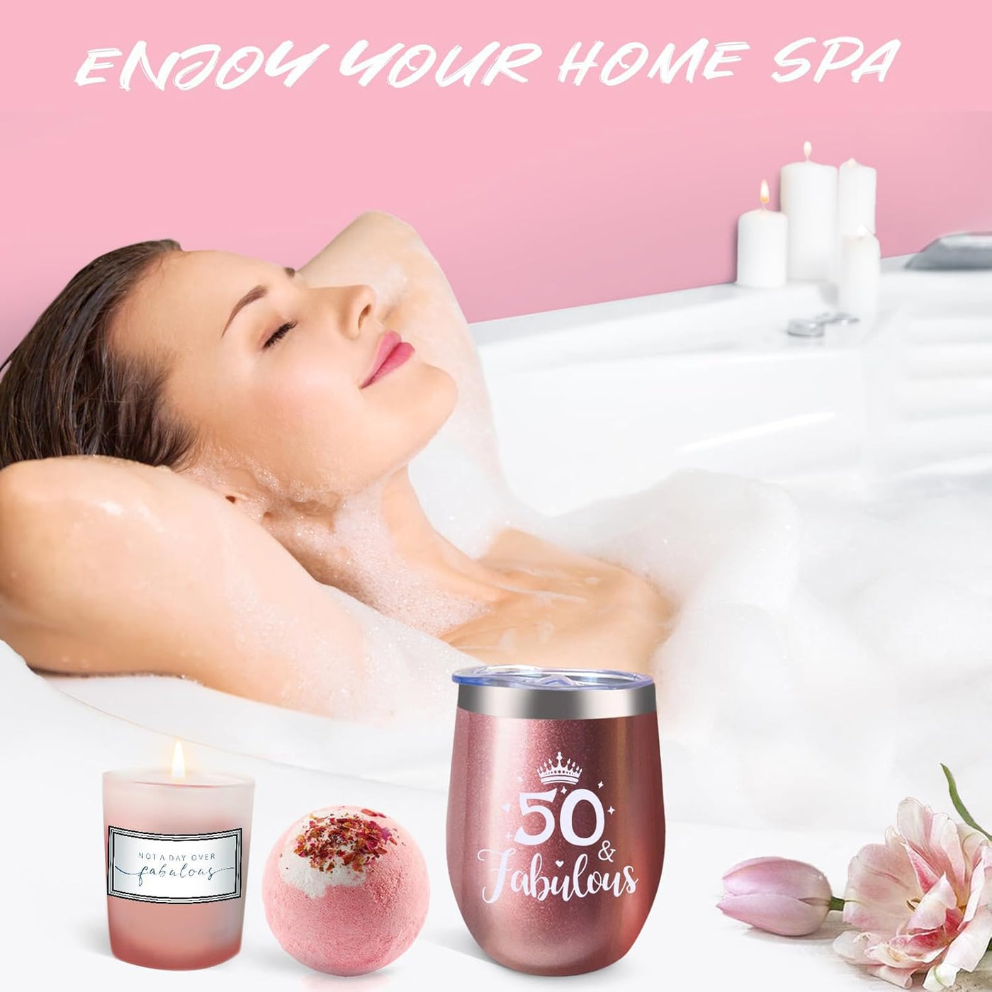 50th Birthday Gifts for Women, Her 50 Years Old Gift Ideas Happy Hamper Pamper Set Present Basket, Friends Sisters Wife Bestie Girlfriend Mum Born in 1975