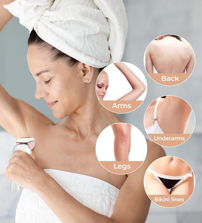 Electric Shaver for Women Lady Razor Bikini Trimmer Body Hair Removal for Legs and Armpits Painless Cordless Rechargeable Wet and Dry Purple and White