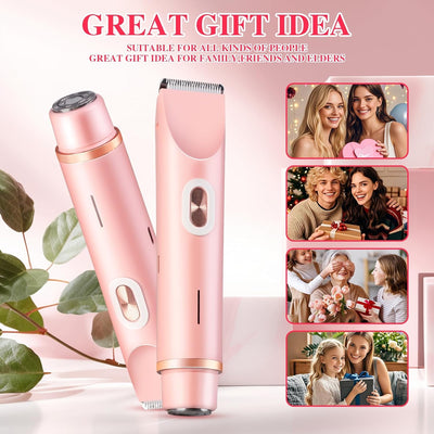 Comfort 2 in 1 Electric Lady Shaver, Waterproof Wet & Dry Use Body Hair Trimmer, Dual Head Shaver Women, Bikini & Body Shaving, Ladies Underarm Face Lip Legs Hands Hair Trimmer afeamo
