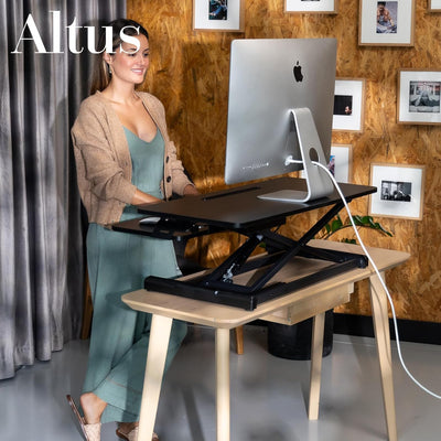 Altus Stand-Up Desk Converter 880mm Sit-to-Stand Tabletop Riser Workstation Black