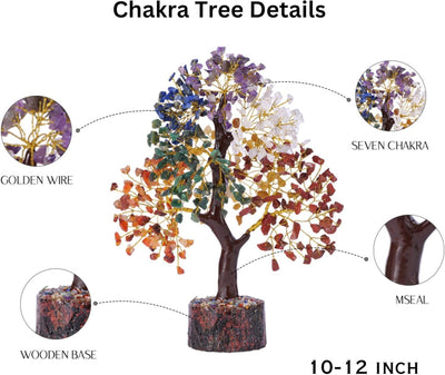 Gemstone Crystal Tree, 7 Chakra Tree, Gifts for Women, Small House Decor, Tree, Bonsai Tree, Buddha Statue, Home Decor, Crystals, Protection Crystals, Chakra Stones