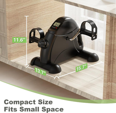 Mini Exercise Bike - AGM Under Desk Bike Pedal Exerciser Foot Cycle Arm & Leg Pedal Exerciser with LCD Screen Displays