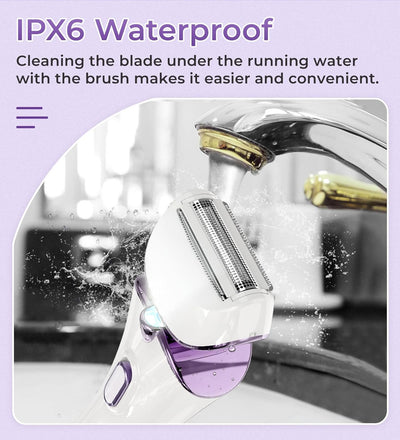 Electric Shaver for Women Lady Razor Bikini Trimmer Body Hair Removal for Legs and Armpits Painless Cordless Rechargeable Wet and Dry Purple and White