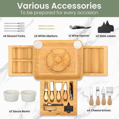 Roccar Cheese Board Valentines Day Gifts for Women,Birthday Gifts for Women,Bamboo Charcuterie Board and Knife Set,Wedding Gifts for Couple,Cheese Serving Platter Tray Anniversary Present for Couples