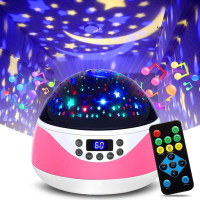 Night Light with Music & Timer, MOKOQI Star Light Projector - Sound Machine for Baby Sleeping, Birthday Gifts for Girls Boys 1-6-12, Remote Control Projection Lamp Invited Colour Starry Sky to Home