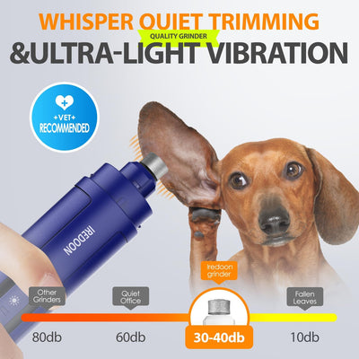 Dog Nail Grinder Upgraded - Professional 3-Speed Super Quiet and Low Vibration Electric Pet Nail Grinder with 4 LED Lights - Painless Paws Grooming & Smoothing for Small to Large Dogs (Black)
