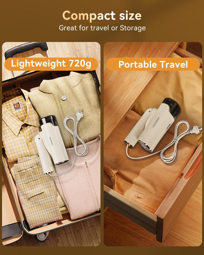 AUSELECT Garment Steamer Iron, 2in1 Handheld Steamer for Clothes, Mini Iron Steam Steamer for Travel, 1200W Ironing Electric Steam, Portable Mini Iron Fabric Steamer for Home Appliance & Gift